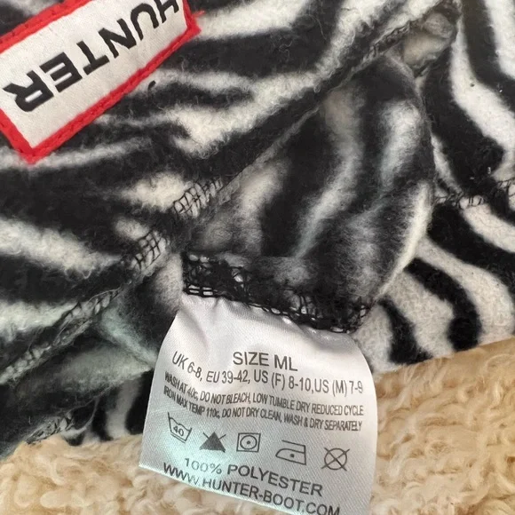 Hunter Original Tall MOUSTACHE Boot Socks Liner Zebra Black White Size US M/L - Picture 5 of 11